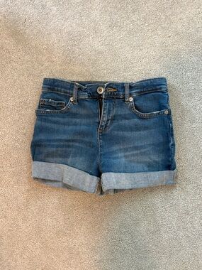 Kids Dark Blue Denim Cuffed Shorts